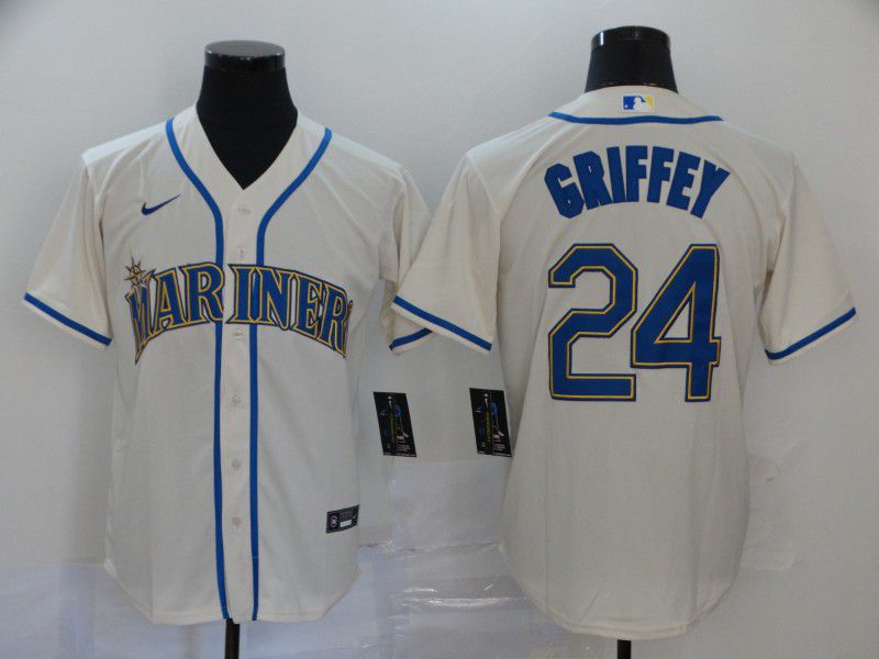 Men Seattle Mariners #24 Griffey Cream Nike Game MLB Jerseys->women mlb jersey->Women Jersey